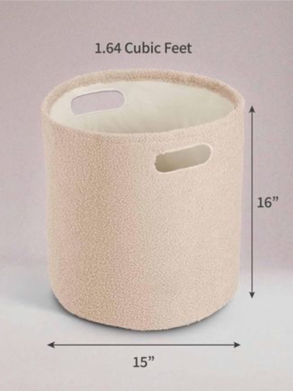 Cream Round Laundry Basket | Soft Storage Bin for Blankets, Living Room - Picture 3 of 6